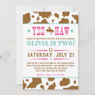 Yee Haw Rodeo Cowgirl Birthday Invitation