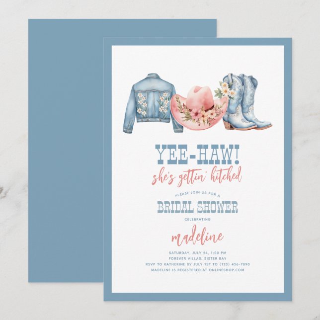 Yee-Haw She's Gettin Hitched Bridal  Invitation (Front/Back)