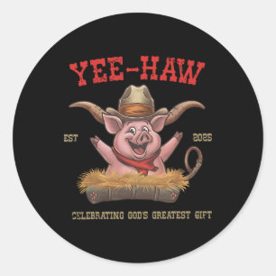 Yee Haw Vbs 2025 Animal Farm Vacation Bible School Classic Round Sticker