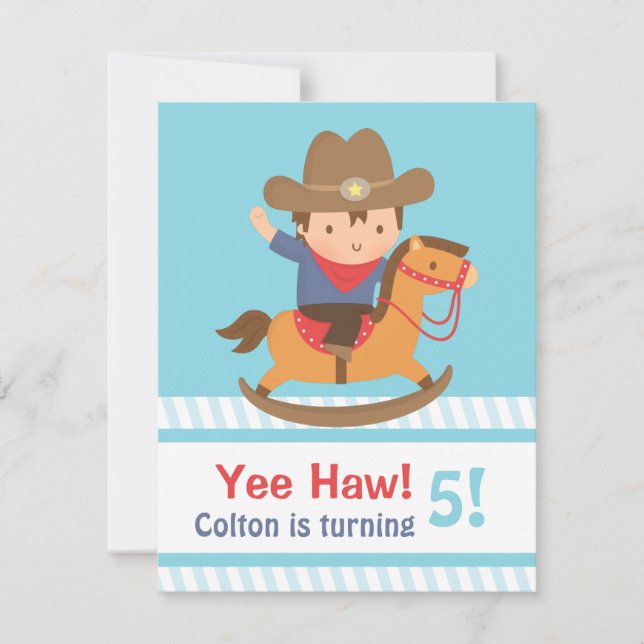 Yee Haw Western Cowboy Kids Birthday Party Invitation (Front)