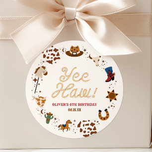 Yee Haw! Western Cowboy Rodeo Birthday Party Classic Round Sticker