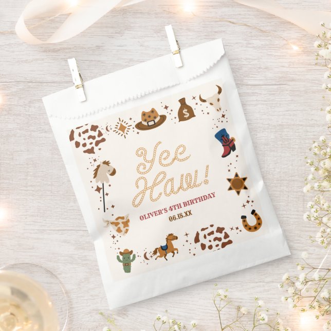 Yee Haw! Western Cowboy Rodeo Birthday Party Favour Bag (Clipped)