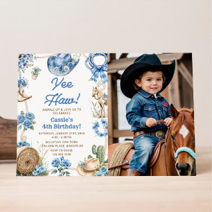 Yee Haw! Western Cowboy Rodeo Birthday Party Invitation