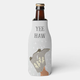 Yee Haw Western Rodeo Cowboy Boots Grey Bottle Cooler