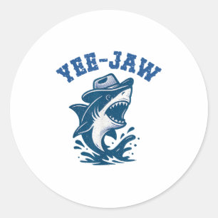Yee-jaw Shark Funny Cowboy Shark Humour Western Co Classic Round Sticker