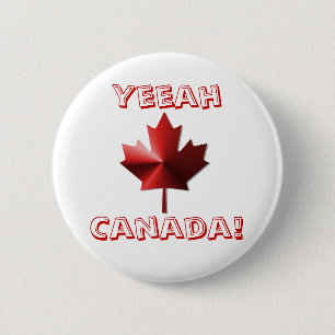 Yeeah Canada Flag Maple Leaf Button