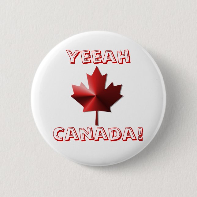 Yeeah Canada Flag Maple Leaf Button (Front)
