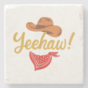 Yeehaw Cowboy Cowgirl Western Country Rodeo Stone Coaster