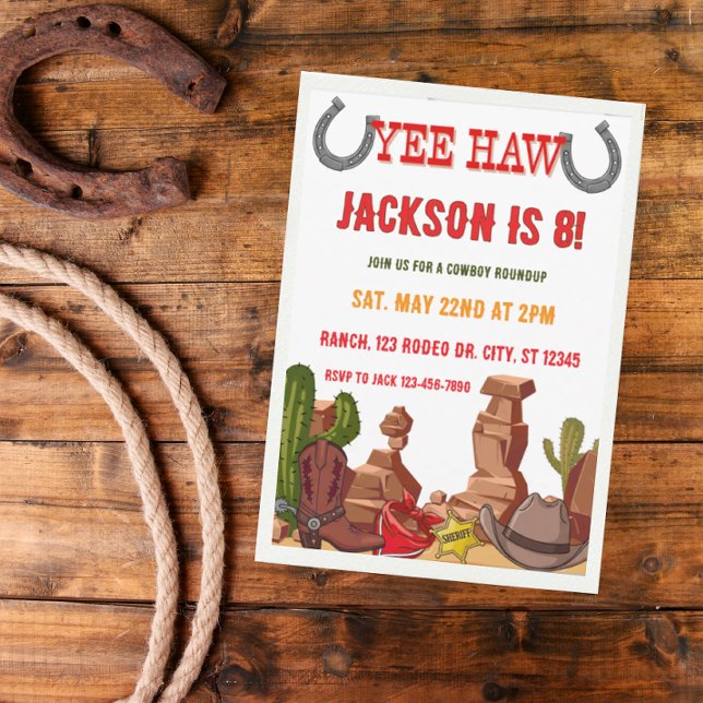 YEEHAW cowboy roundup birthday party Invitation (Creator Uploaded)