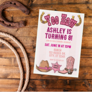 YEEHAW cowgirl roundup birthday party Invitation