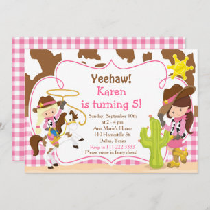 Yeehaw Cowgirl Western Birthday Party Invitation