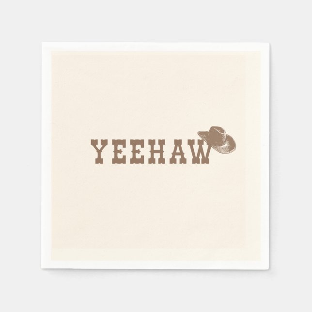 Yeehaw Hat My First Rodeo Birthday Neutral Party Napkin (Front)