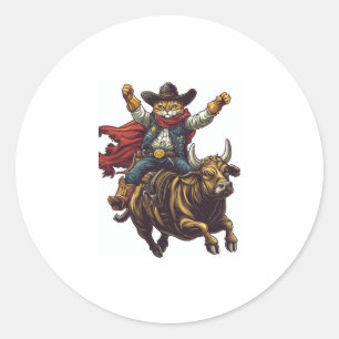 Yeehaw Kitty � Wild West Cat Cowboy Rodeo Classic Round Sticker