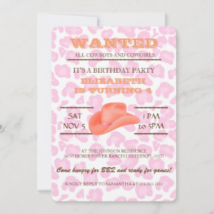 YEEHAW! Orange Cowgirl Birthday Party Invitation