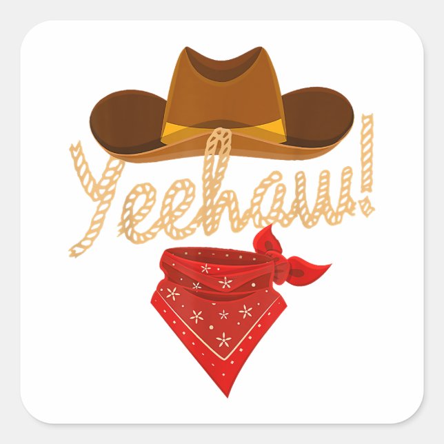 Yeehaw Western Country Howdy Southern Cowboy Yee H Square Sticker (Front)