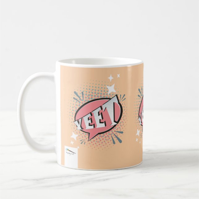 YEET Comic Speech Bubble Funny Meme Peach Coffee Mug (Left)