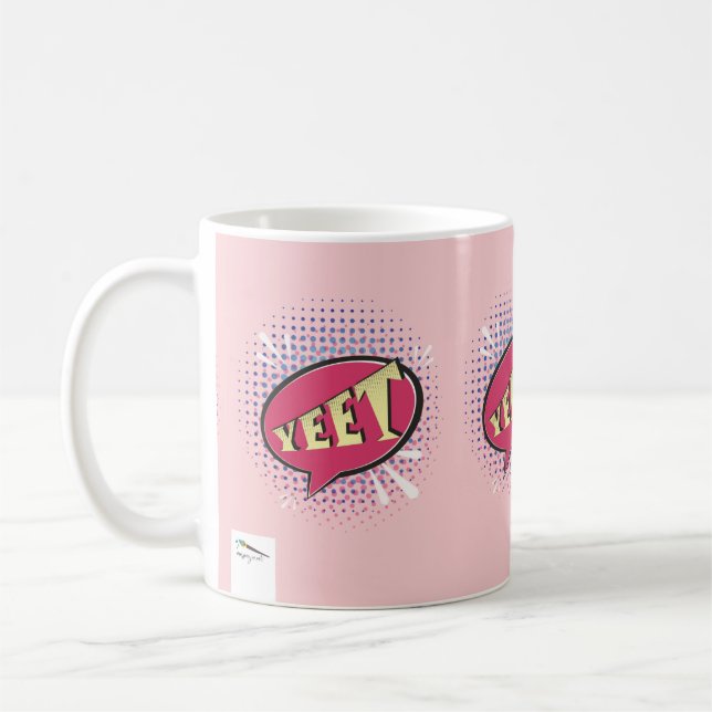 YEET Comic Speech Bubble Funny Pink Coffee Mug (Left)