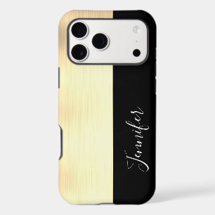 Yel Gold, Black Stripe, DIY Name, White Script Cas