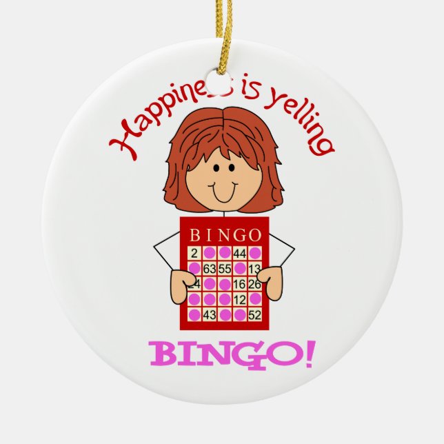 Yelling Bingo Ceramic Tree Decoration (Front)