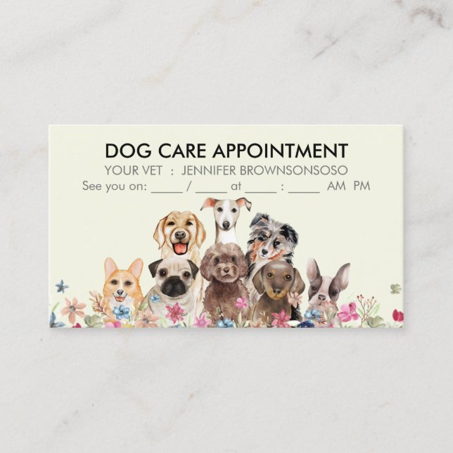 Yelllow Dogs Boho Chic Appointment Business Card (Front)