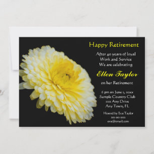 Yello and Black Floral Retirement Party Invitation