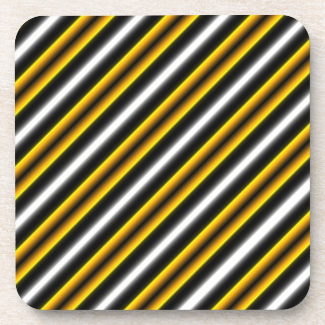 Yello Black White Rainbow Stripes Coaster (Front)