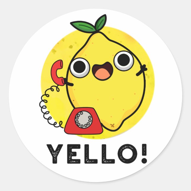 Yello Funny Yellow Lemon Pun  Classic Round Sticker (Front)
