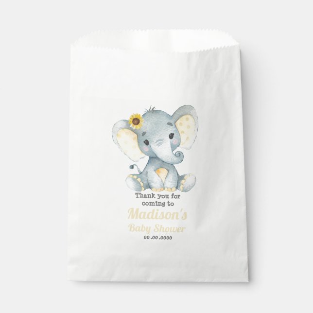 Yello Grey Elephant Favour Bag, Customise your tex Bag (Front)