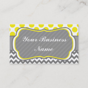 Yello, Grey,  Polka Dots and Chevron Business Card