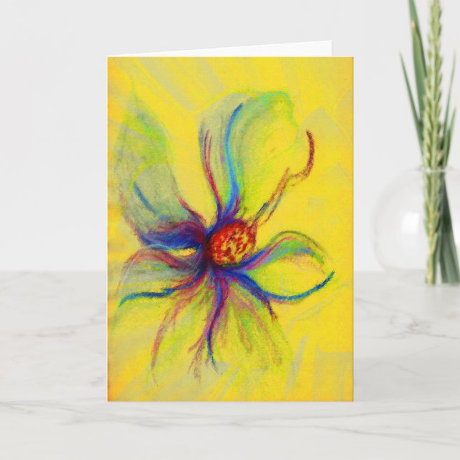 Yello Magnolia Flower Collage Greeting Card (Front)
