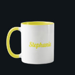 Yello White Elegant Custom Name Gift Party Favour Mug<br><div class="desc">Designed with text template for monogram name and elegant two tone background in yellow and white,  this makes a beautiful personalised favour or gift for special occasions like mother's day,  weddings,  bridal shower,  birthdays,  anniversary,  holidays etc. You may change the background colour as you wish.</div>