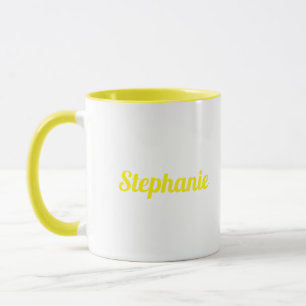 Yello White Elegant Custom Name Gift Party Favour Mug