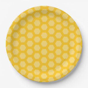 Yellow 12 honeycomb hexagon paper plate