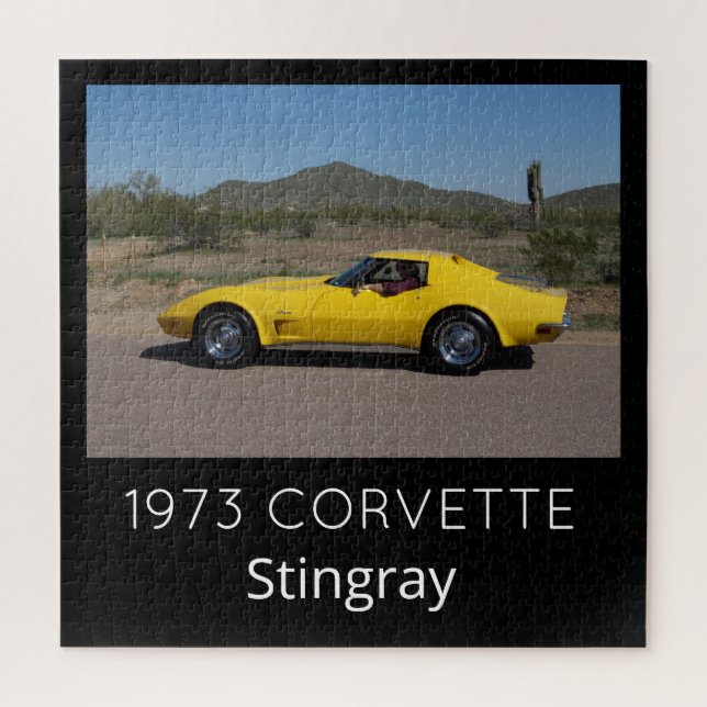 Yellow 1973 Corvette Stingray Square Puzzle (Vertical)