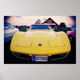 Yellow 1977 Chevrolet Corvette Poster