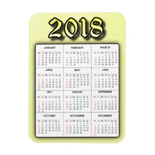 Yellow 2018 Calendar Magnet