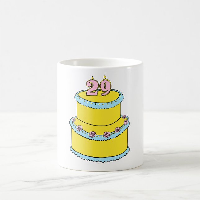 Yellow 29th Birthday Cake with Pink Roses Coffee Mug (Creator Uploaded)