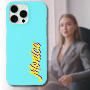 Yellow 3D Indigo Modern Name   Funny Electric Blue iPhone 16 Pro Max Case