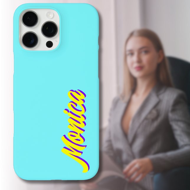 Yellow 3D Indigo Modern Name | Funny Electric Blue Case-Mate iPhone Case (Creator Uploaded)