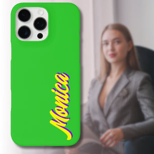 Yellow 3D Indigo Modern Name Funny Lime Green iPhone 16 Pro Max Case