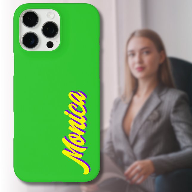 Yellow 3D Indigo Modern Name | Funny Lime Green Case-Mate iPhone Case (Creator Uploaded)