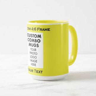 Yellow 4:6 Portrait Frame Photo Text Custom Combo Mug
