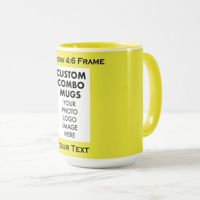 Yellow 4:6 Portrait Frame Photo Text Custom Combo Mug (Front Right)