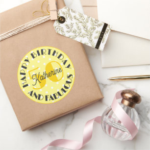 Yellow 50 and Fabulous Birthday Sticker