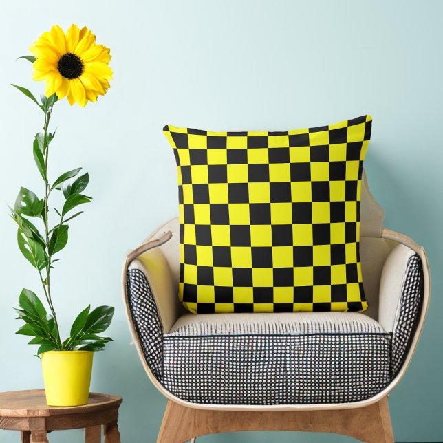 Yellow 80s Black Chequered Cushion (Creator Uploaded)