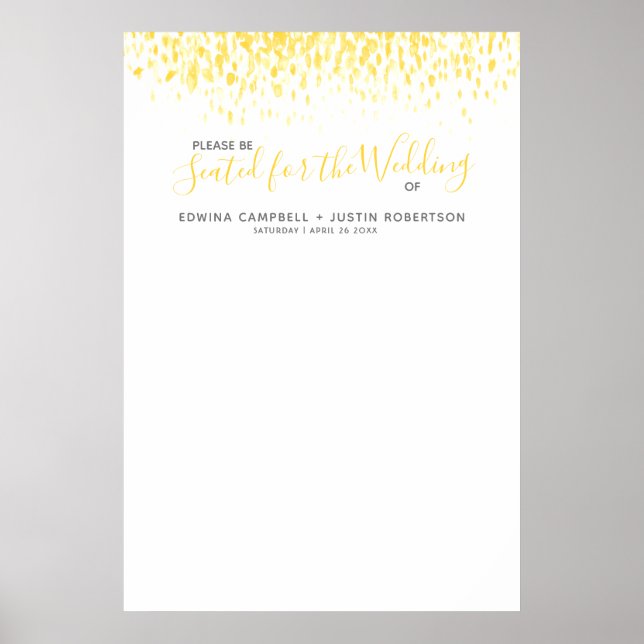 Yellow abstract art blank template seating chart (Front)