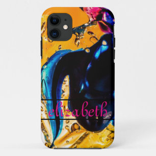 Yellow Abstract Art Fantasy Motif gel Paint iPhone 11 Case