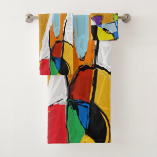 Yellow Abstract bath towel set