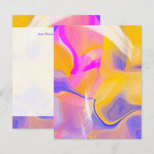 Yellow abstract colour flow Note Cards