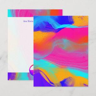 Yellow abstract colour flow Note Cards